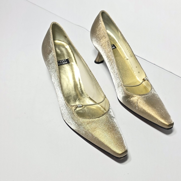 Stuart Weitzman Shimmering Gold Heels - Picture 1 of 9